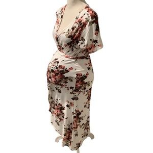due time maternity Floral Maxi Dress With Versatile Tie Belt Size Small